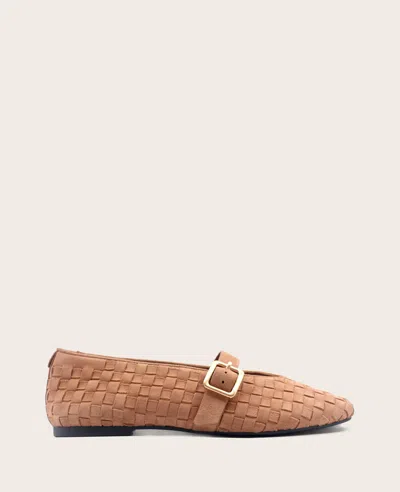 Gentle Souls Winifred Woven Mary Jane Flat In Brown