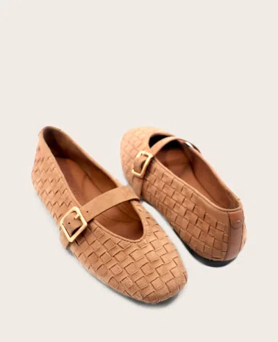 Gentle Souls Winifred Woven Mary Jane Flat In Brown