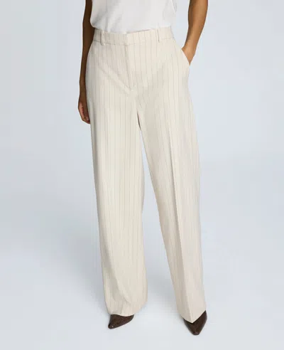 Kenneth Cole Pinstripe High Rise Wide Leg Pant In Neutral