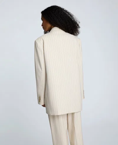 Kenneth Cole Pinstripe Relaxed Fit Boyfriend Blazer In Neutral