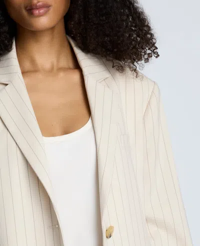 Kenneth Cole Pinstripe Relaxed Fit Boyfriend Blazer In Neutral