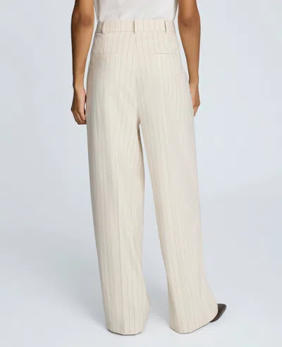 Kenneth Cole Pinstripe High Rise Wide Leg Pant In Neutral