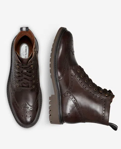 Kenneth Cole Todd Wingtip Lace Up Lug Sole Boot In Multi