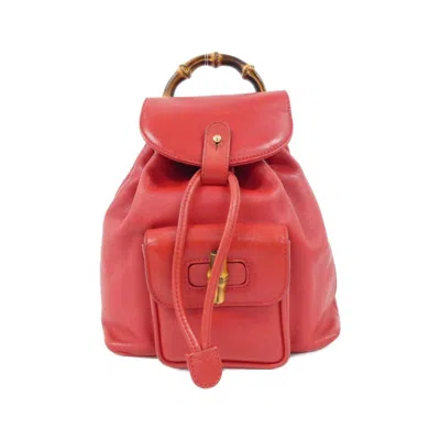 Pre-owned Gucci Red Color Leather Backpack ()