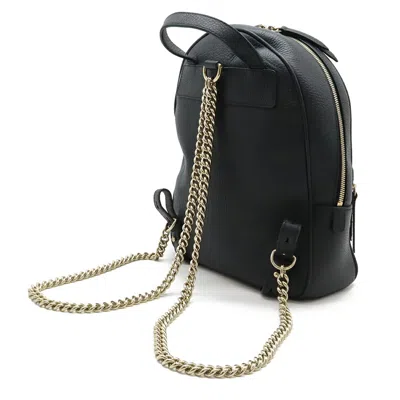 Pre-owned Gucci Soho Black Yellow Leather Backpack ()