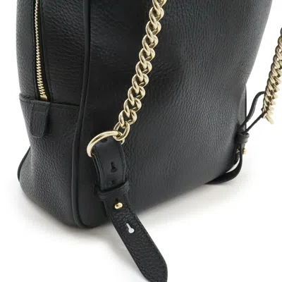 Pre-owned Gucci Soho Black Yellow Leather Backpack ()