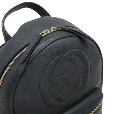 Pre-owned Gucci Soho Black Yellow Leather Backpack ()