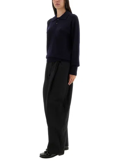 Studio Nicholson Knitwear Polo Collar Long Sleeves In Black