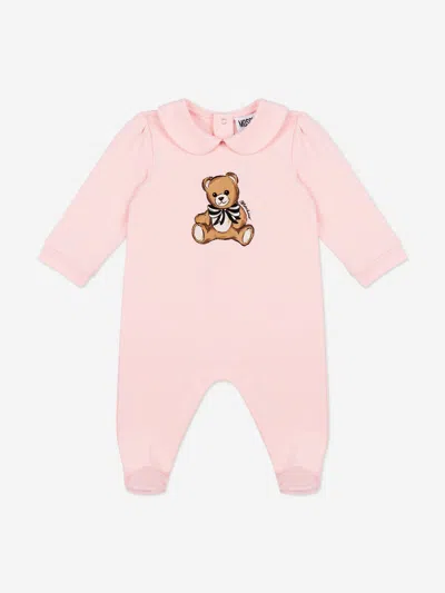 Moschino Baby Girls Teddy Bear Babygrow Gift Set In Pink
