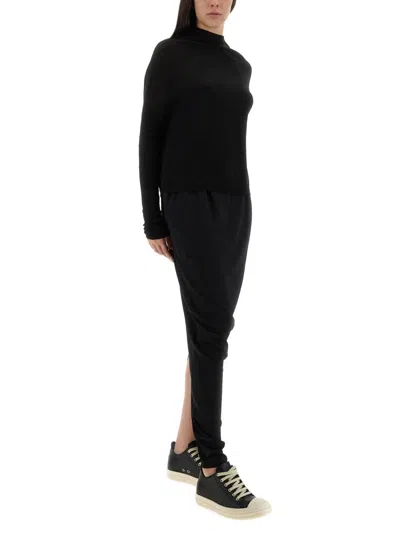 Rick Owens Knit Top With Long Sleeves And Relaxed Fit In Black