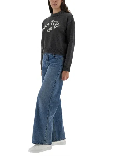 Patou Logo And Jp Monogram Intarsia Wool And Cashmere Jumper Clothing In Gray