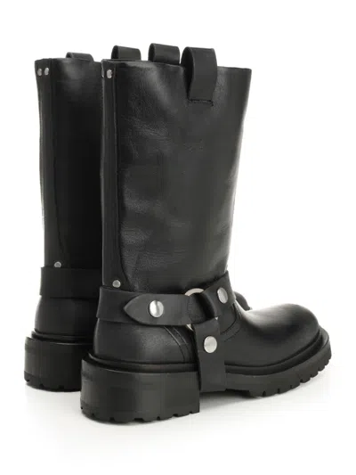 Golden Goose Distressed Black Leather Kurt Boots With Silver Accents In Black