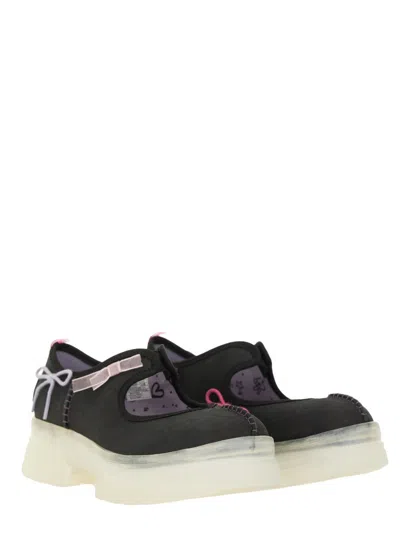 Ugg Mary Jane Flats With Translucent Sole And Decorative Bows In Black