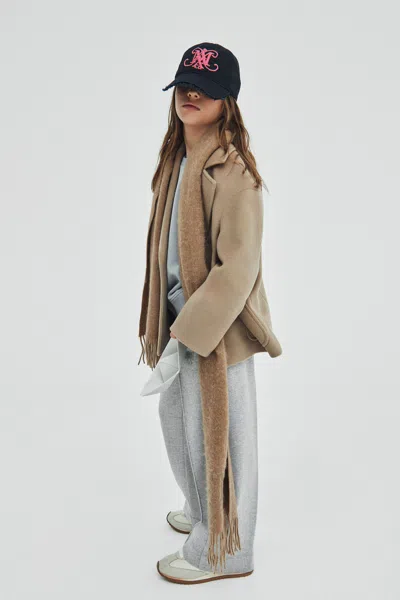 Max & Co Shaved Wool Double-breasted Caban Coat In Brown