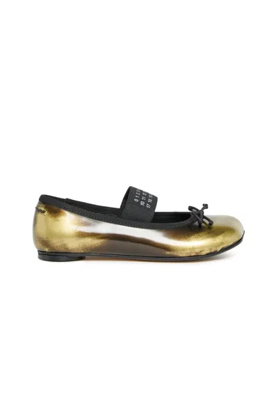 Mm6 Maison Margiela Two-tone Leather Ballet Flats In Black