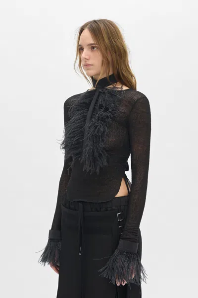 Ann Demeulemeester Vaya Cuffs With Frisee Feather In Multi