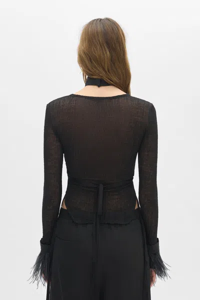 Ann Demeulemeester Vaya Cuffs With Frisee Feather In Multi