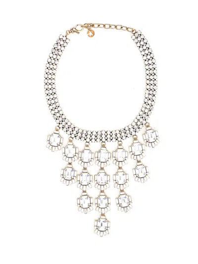 Golden Goose Crystal Stones And Baguettes Multi Pendant Neckalce Jewelry Gold In Gold