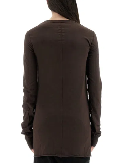 Rick Owens Crew Neck Long Sleeve Soft Fabric Top In Multi