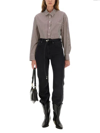 Isabel Marant Vertical Stripe Long-sleeved Shirt With Classic Collar In Multi