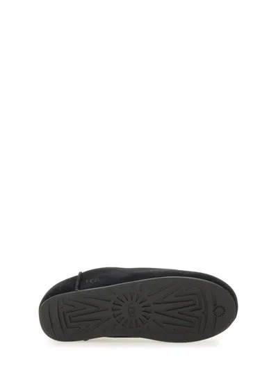 Ugg Slip On Suede Flat Sole Slippers In Black