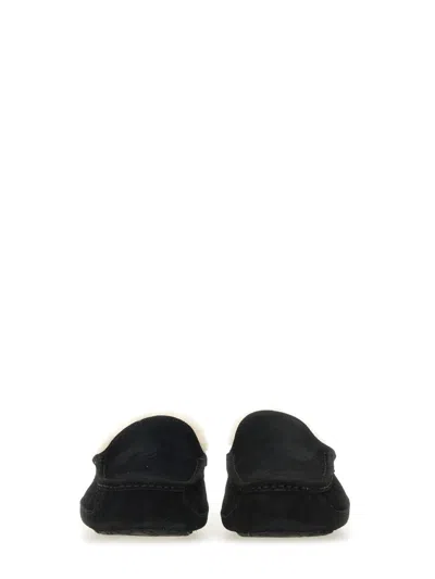 Ugg Ascot 1101110-blk Moccasin Mens Us 7 Black Suede Wool Slip On Slipper Dwa626 In Brown