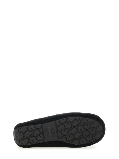 Ugg Ascot 1101110-blk Moccasin Mens Us 7 Black Suede Wool Slip On Slipper Dwa626 In Brown