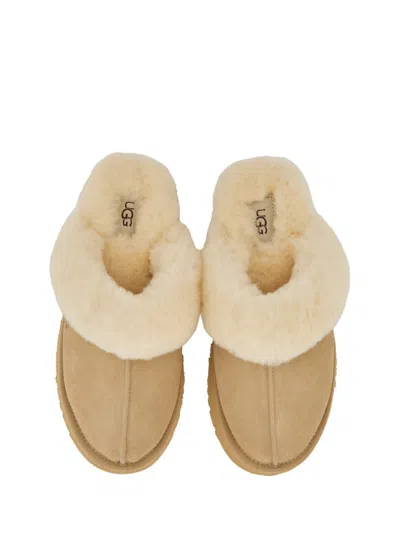 Ugg Sheepskin And Suede Slide With Plush Collar In Multi