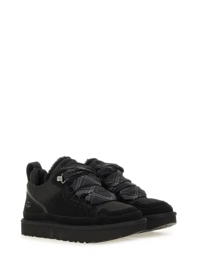 Ugg Padded Collar Canvas Sneakers In Black