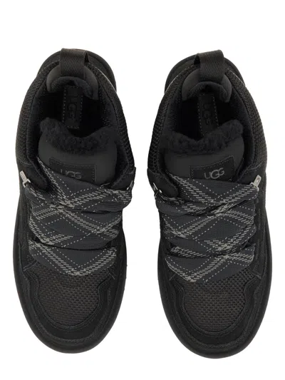 Ugg Padded Collar Canvas Sneakers In Black