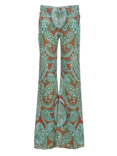Etro Straight Fit With Paskey Motif Trousers Multicolor In Multi