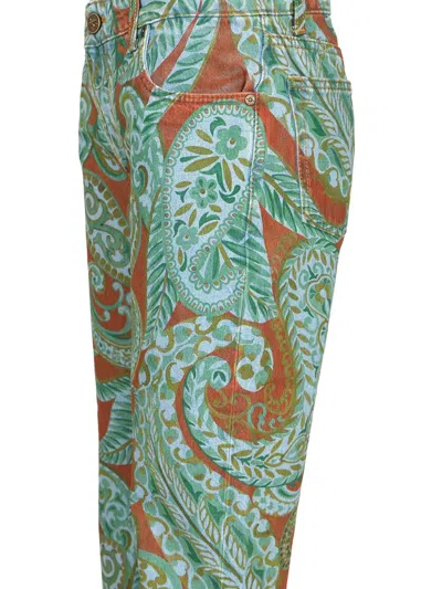 Etro Straight Fit With Paskey Motif Trousers Multicolor In Multi