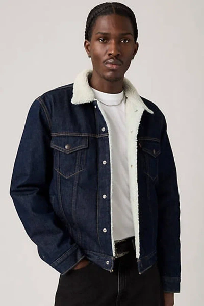 Levi's Type Iii Fleece Lined Denim Trucker Jacket In Blue