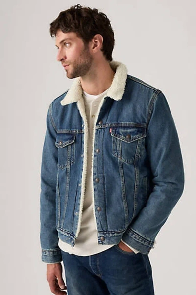 Levi's Type Iii Fleece Lined Denim Trucker Jacket In Blue