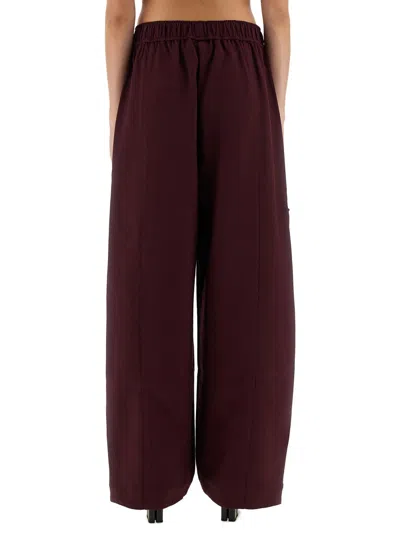 Ganni Womens Elasticated Multi-pocket Nylon Trousers Port Royale In Burgundy