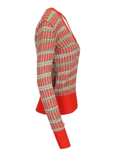 Etro V Neck Knitewear With Stripe Knitwear Multicolor In Orange