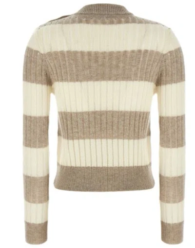 Max Mara Ribbed Top With Decorative Shoulder Buttons In Multi