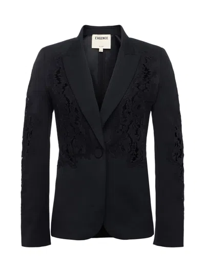 L'agence Clementine Lace Detail Jacket In Black