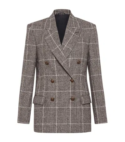 Brunello Cucinelli Double-breasted Checkered Blazer Lapel Design In Neutral