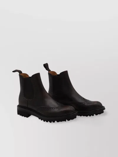 Church's Chunky Sole Ankle Boots With Brogue Detailing In Black