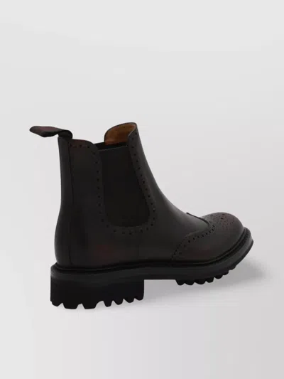 Church's Chunky Sole Ankle Boots With Brogue Detailing In Black