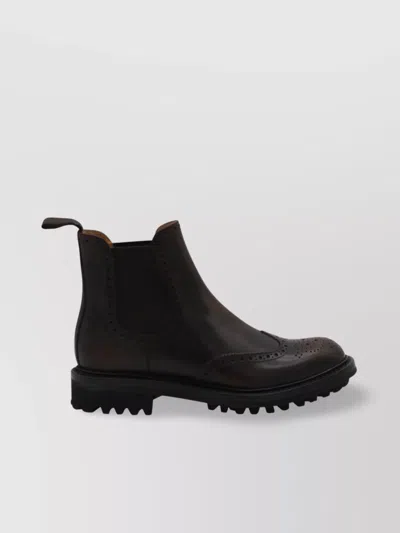 Church's Chunky Sole Ankle Boots With Brogue Detailing In Black