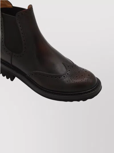 Church's Chunky Sole Ankle Boots With Brogue Detailing In Black
