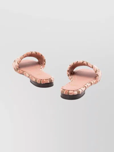 Fendi Velvet Slide Ff Open Toe Flat Sole In Multi