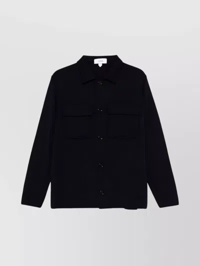 Lardini Knitted Jacket With Collared Front Pockets In Black