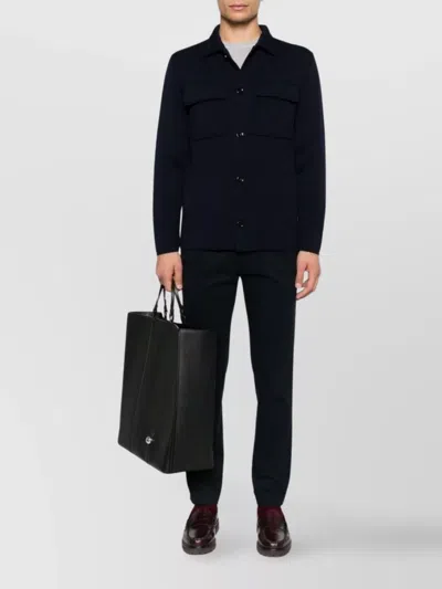 Lardini Knitted Jacket With Collared Front Pockets In Black
