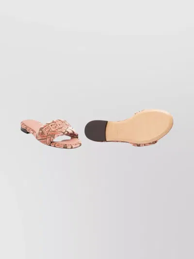 Fendi Velvet Slide Ff Open Toe Flat Sole In Multi