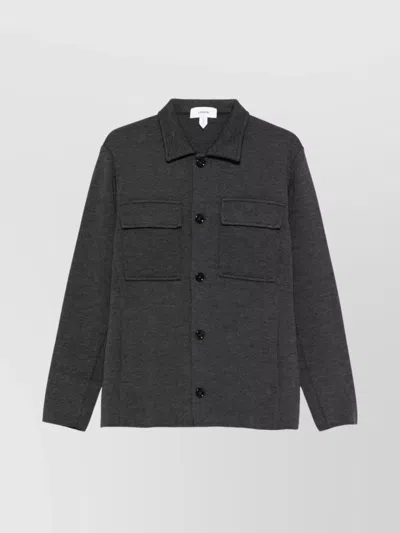 Lardini Knitted Jacket With Chest Pockets And Collar In Multi