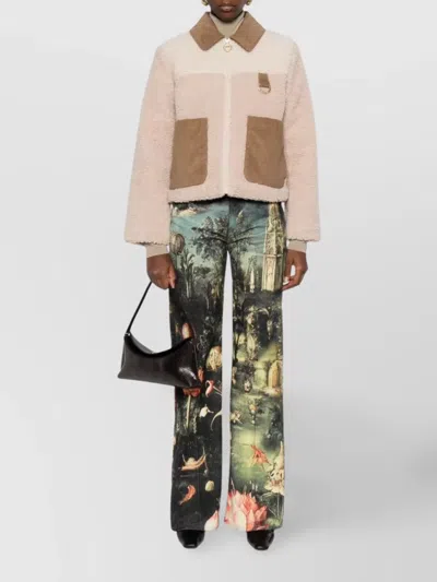 Barbour Collar Contrast Textured Fabric Patch Pockets D-ring In Pink