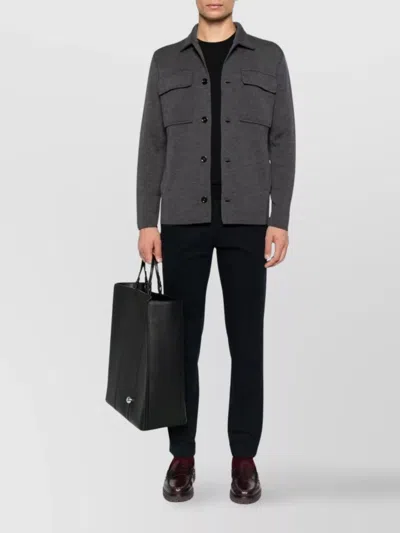 Lardini Knitted Jacket With Chest Pockets And Collar In Multi